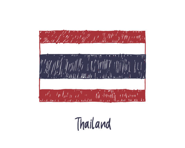 Thailand Flag Marker or Pencil Sketch Illustration Vector Flag Marker or Pencil Sketch Illustration Vector Collection thai flag stock illustrations