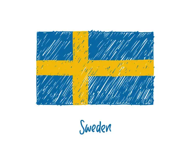Vector illustration of Sweden Flag Marker or Pencil Sketch Illustration Vector