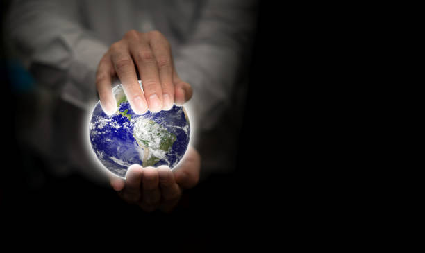 istock Hand hold world globe for eco environment protection and save blue planet from global warming with care business health care and technology Elements of this image furnished by NASA 1360616729