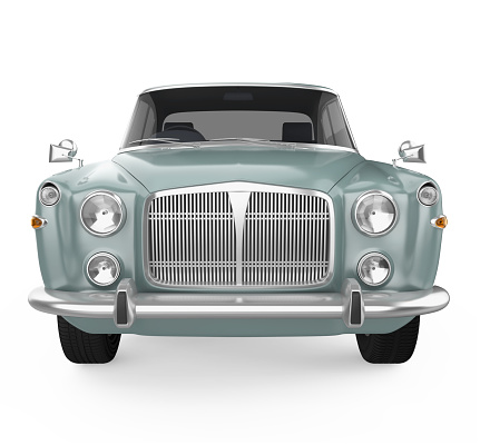 A blue 1966 lowrider, isolated on white with clipping path. 