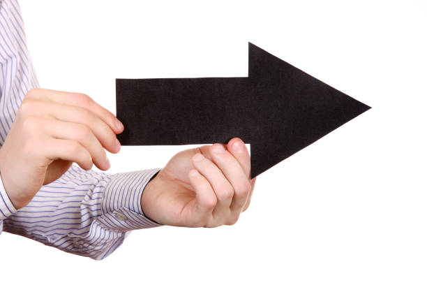 istock Person hold Black Arrow shape 1360627837