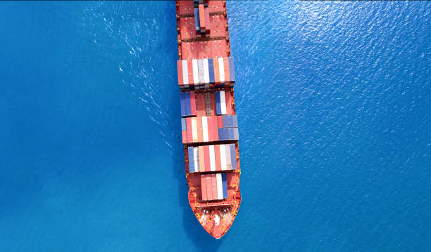istock Aerial view of container transportation business, import-export, logistics, transportation by large cargo ships international trade concept. 1360628706
