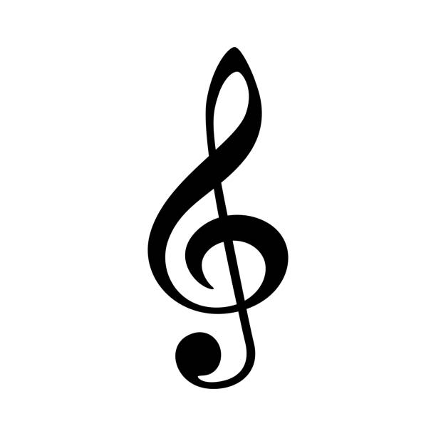 czarny symbol nuty muzycznej. klucz wiolinowy izolowany na białym tle. - klucz wiolinowy stock illustrations