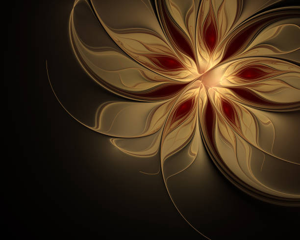 istock Fractal golden flower on dark background 1360630491