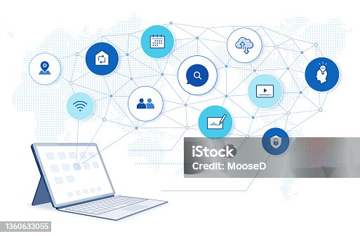 istock digital network connection illustration: internet of things, seo, online education platform 1360633055