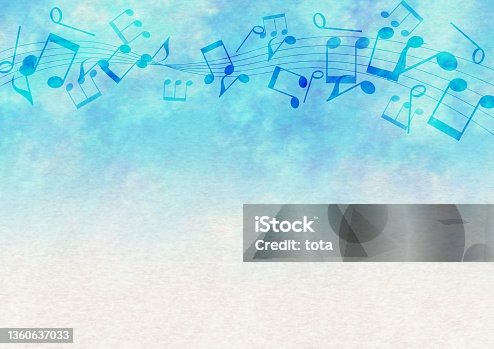 istock Illustration of a blue musical note on construction paper 1360637033