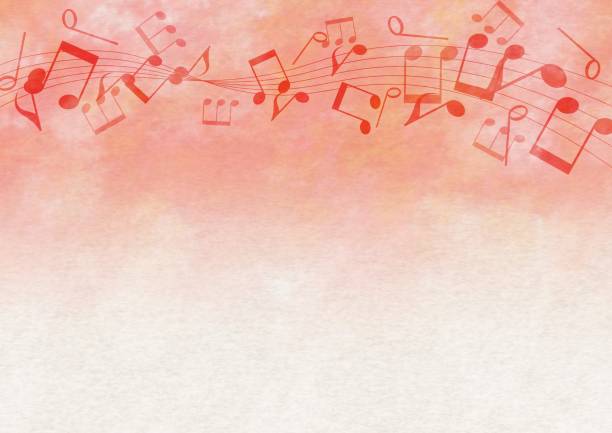illustration einer roten musiknote auf konstruktionspapier - sheet music musical note music pattern stock-grafiken, -clipart, -cartoons und -symbole