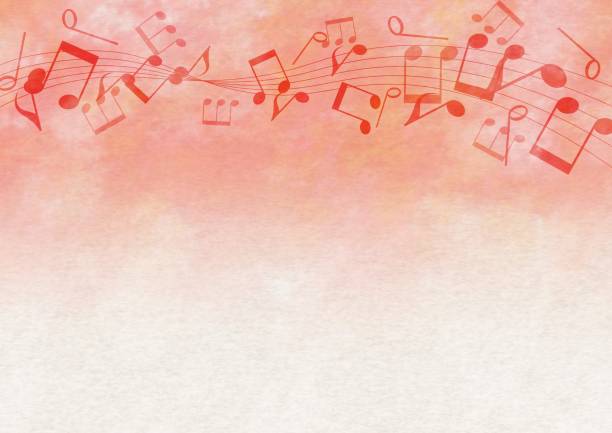 illustrations, cliparts, dessins animés et icônes de illustration d’une note de musique rouge sur papier de construction - music backgrounds musical note sheet music