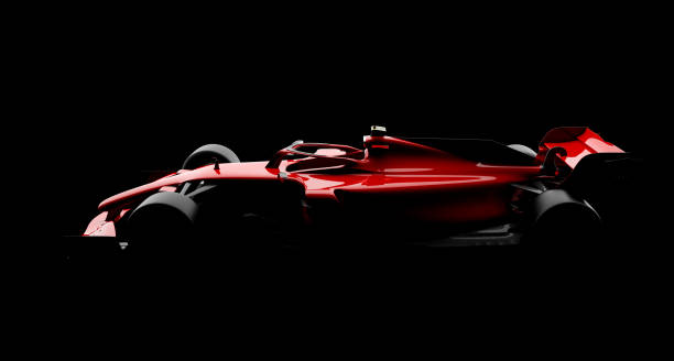 istock generic racecar (racing car) prototype, photorealistic render, silhouette on black 1360642716