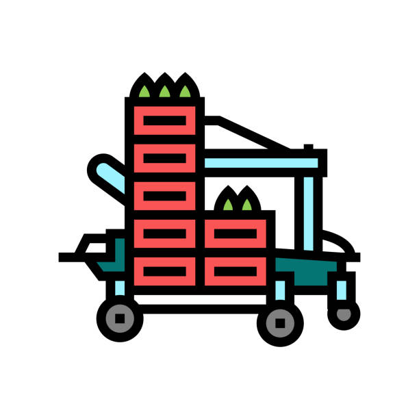 transplanter farm equipment color icon vector illustration transplanter farm equipment color icon vector. transplanter farm equipment sign. isolated symbol illustration manure-spreader stock illustrations