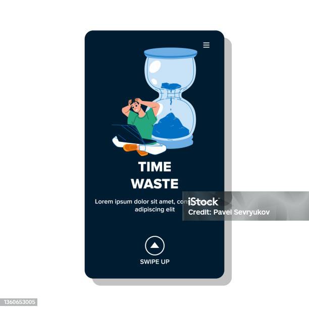Timer Waster Time Waste Boy On Computer In Internet Vector Stock Illustration ...