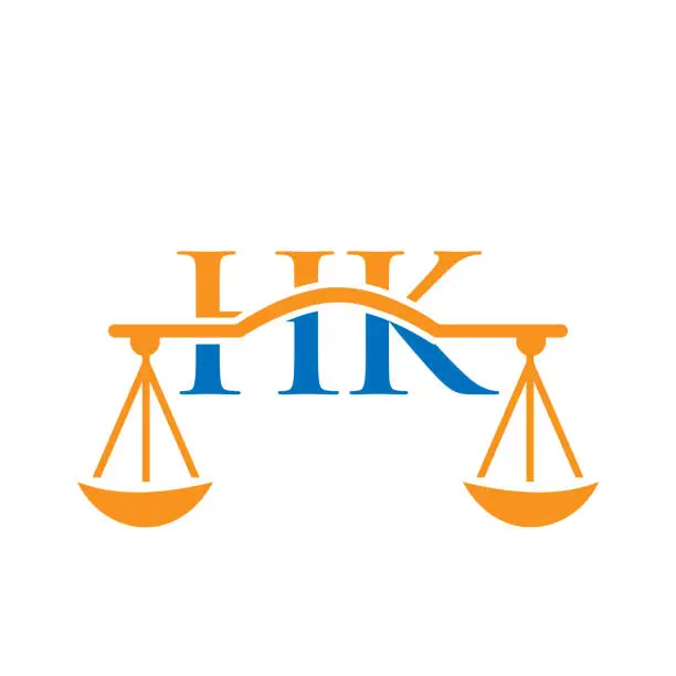Vector illustration of Law Firm Letter HK Logo Design. Lawyer, Justice, Law Attorney, Legal, Lawyer Service, Law Office, Scale, Law firm, Attorney Corporate Business HK Initial Letter Logo Template