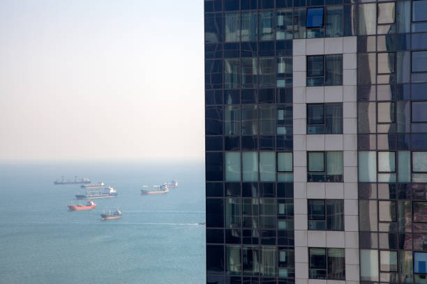 Marmara sea view with residential building.Istanbul,Turkey