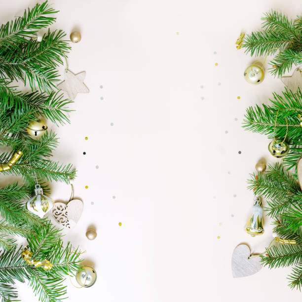 istock Merry Christmas and Happy New Year. Neutral background 1360658681
