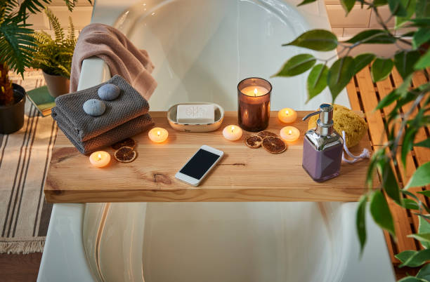 istock luxury bathroom interior decoration with bath tub 1360659712