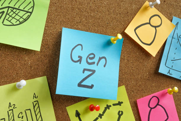 istock Generation or gen Z on the sticker and marketing data. 1360661345
