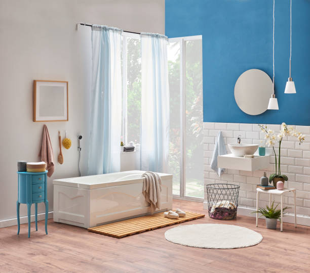 istock luxury bathroom interior decoration with bath tub 1360664354