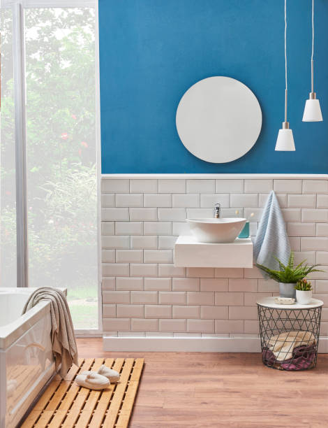 istock luxury bathroom interior decoration with bath tub 1360664405