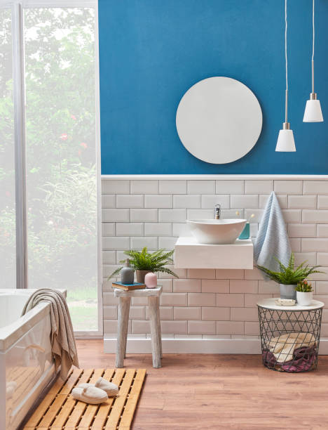istock luxury bathroom interior decoration with bath tub 1360664409