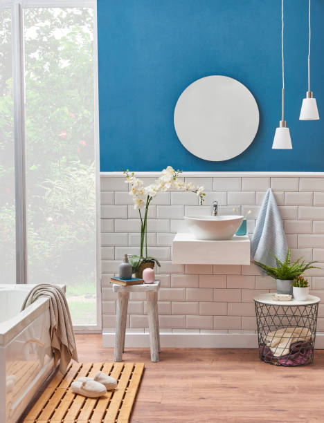 istock luxury bathroom interior decoration with bath tub 1360664412