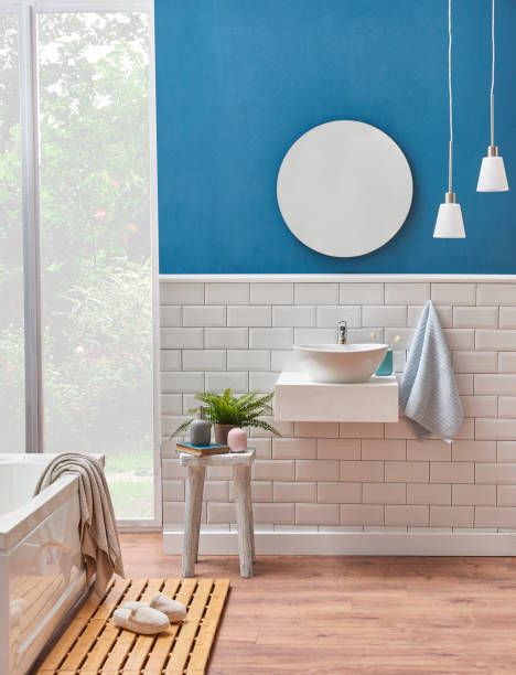 istock luxury bathroom interior decoration with bath tub 1360664420