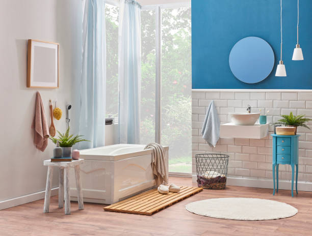 istock luxury bathroom interior decoration with bath tub 1360664437
