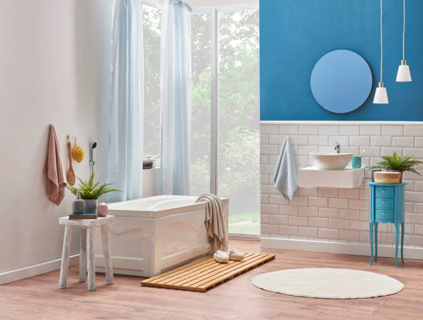 istock luxury bathroom interior decoration with bath tub 1360664444