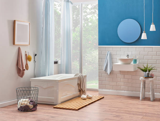 istock luxury bathroom interior decoration with bath tub 1360664445