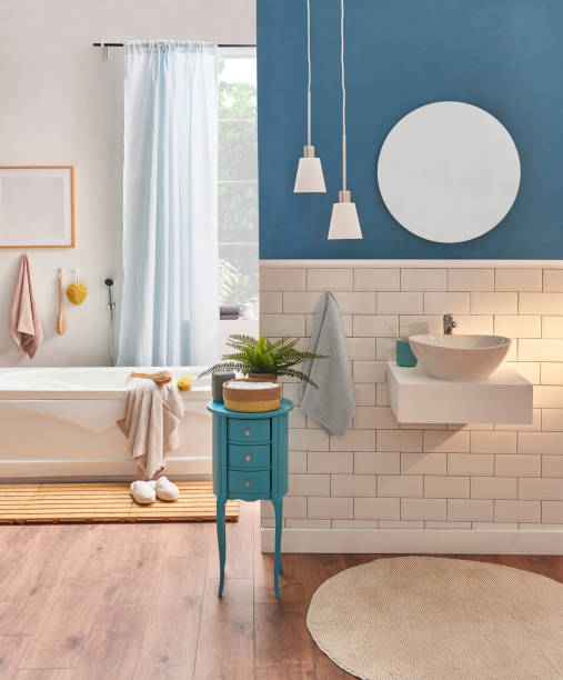 istock luxury bathroom interior decoration with bath tub 1360664469