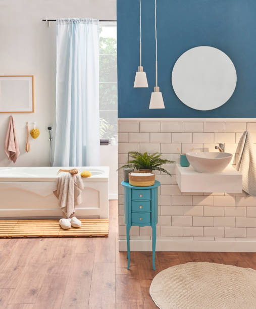 istock luxury bathroom interior decoration with bath tub 1360664473
