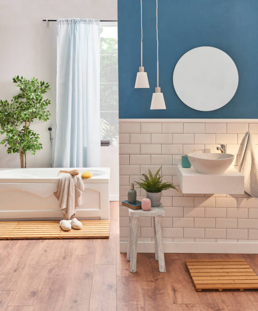 istock luxury bathroom interior decoration with bath tub 1360664484