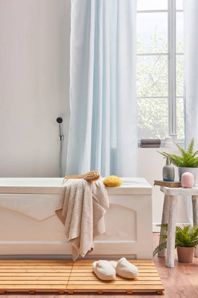 istock luxury bathroom interior decoration with bath tub 1360664605