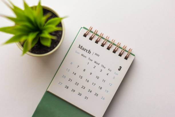 istock Calendar for March 2022 on a white background. 1360665354
