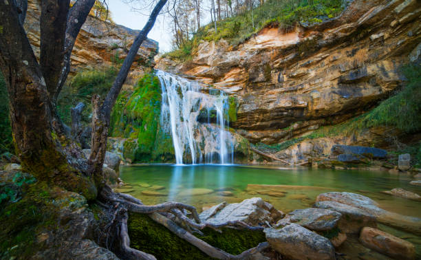 istock Waterfall in the autumn forest 1360665414