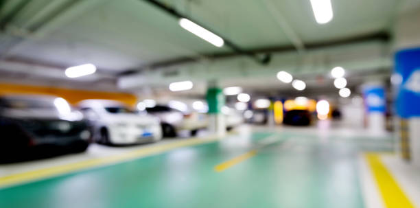 istock Blurred background of  underground parking 1360666669