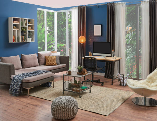 istock home modern home office and decorative living room style. 1360666920