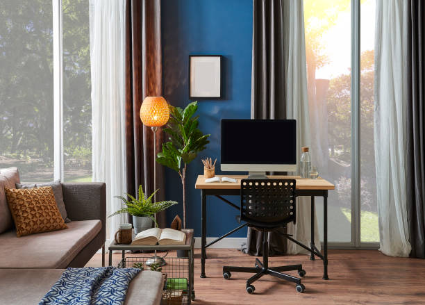 istock home modern home office and decorative living room style. 1360666921