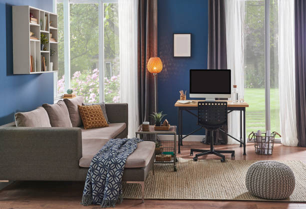 istock home modern home office and decorative living room style. 1360666928