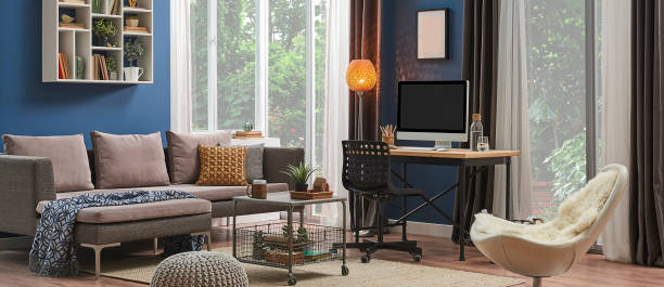istock home modern home office and decorative living room style. 1360666934
