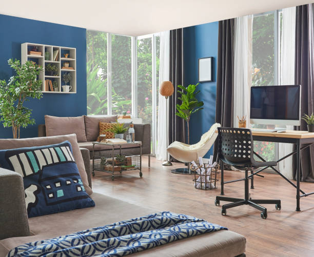 istock home modern home office and decorative living room style. 1360667760