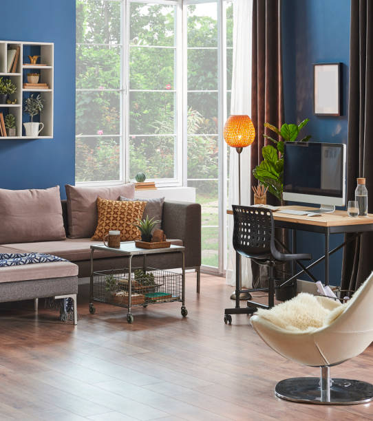 istock home modern home office and decorative living room style. 1360667778