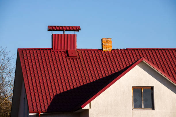 istock Roof metal sheets. Modern types of roofing materials 1360668752