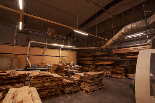 istock Wood with good quality standing on pallets 1360674484