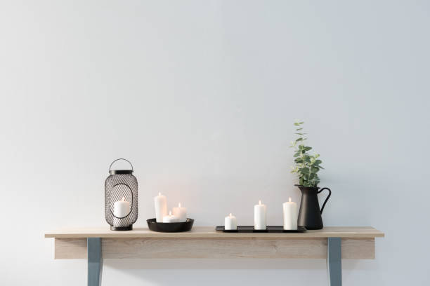 istock home interior, raw brick wall with wooden table chair. 1360676707