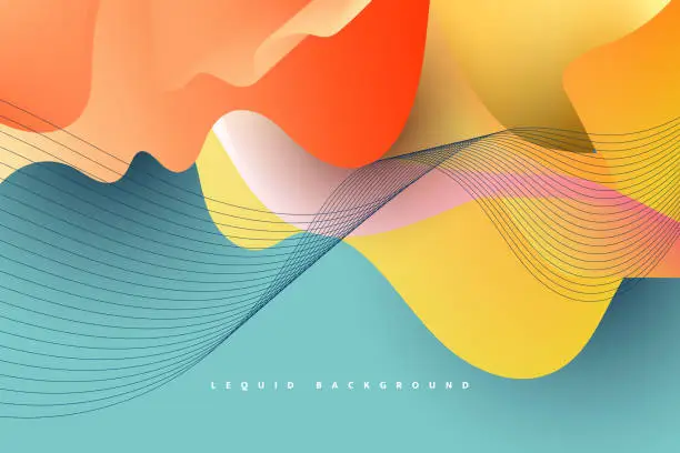 Vector illustration of Abstract neon shapes in gradient pastel colors. Poster with liquid effect.
