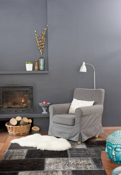 istock Reading room bookshelf old brick wall cozy interior decoration 1360679073