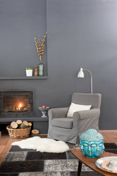 istock Reading room bookshelf old brick wall cozy interior decoration 1360679112