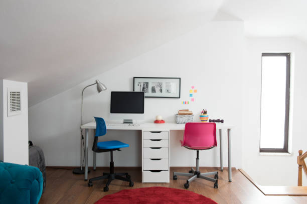 istock Reading room bookshelf old brick wall cozy interior decoration 1360679648