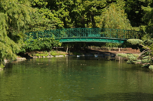Footbridge in park Jardin Public in Bordeaux,France