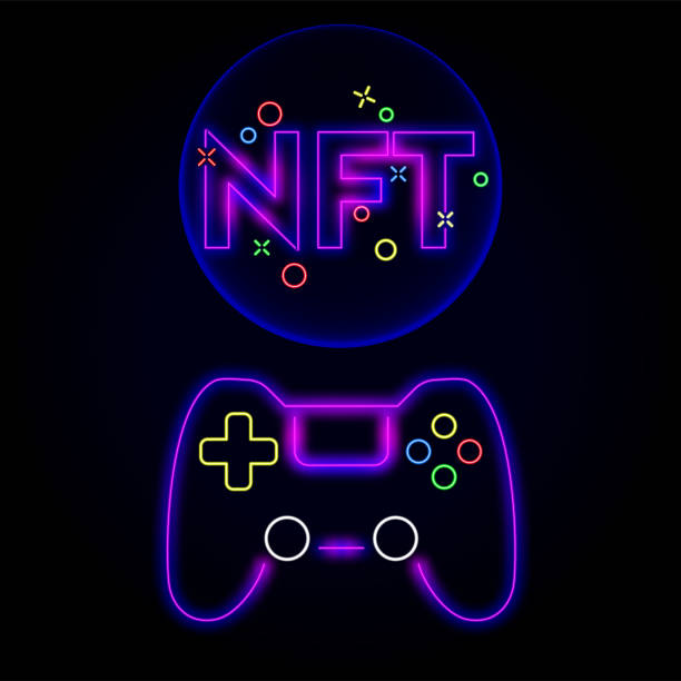 istock NFT non-fungible game art of neon light glowing 1360685420